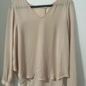 Women’s V-Neck Long Sleeve Blouse - Light Blush